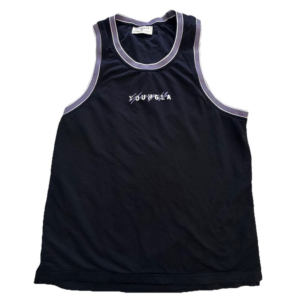 YoungLA Black Purple Mesh Athletic Tank Top Shirt Basketball M